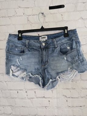 PINK Victoria's Secret Distressed Light Blue Denim Shorts Y2k Short Shorts